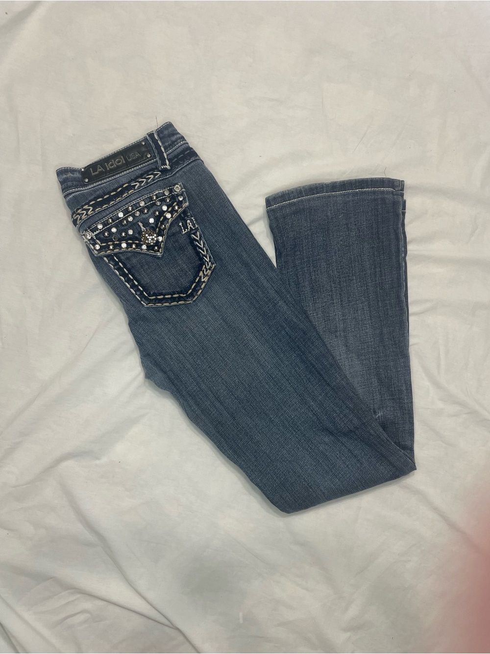 L.A. idol Dark Blue Studded Bootcut Jeans